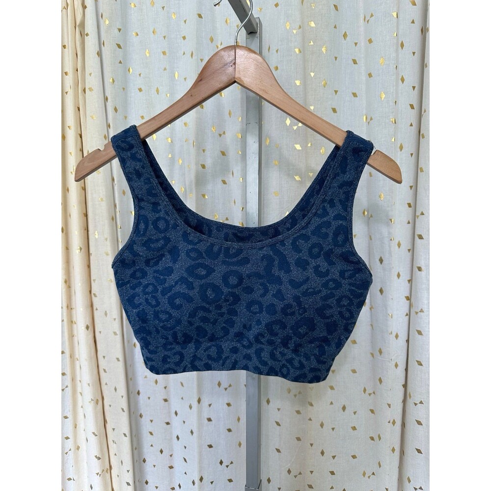 Unbranded Blue Leopard Animal Print Removable Padded Athletic Sports Bra M
